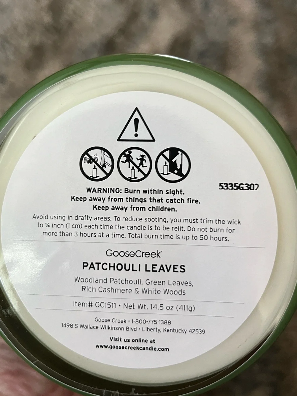 Patchouli Leaves Scented Candle Goose Creek
